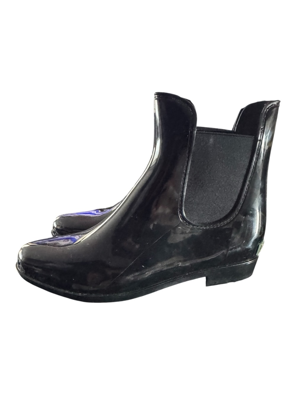 Ralph Lauren Black Glossy Chelsea Rain Booties